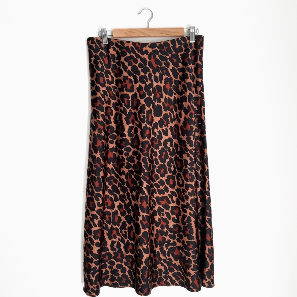 J.Crew Satin Leopard Print Midi Skirt